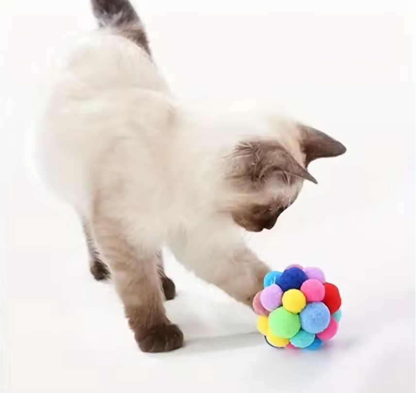 Kattenspeelgoed Ballen Set – Pluche, Nylon en Bel Speelballen