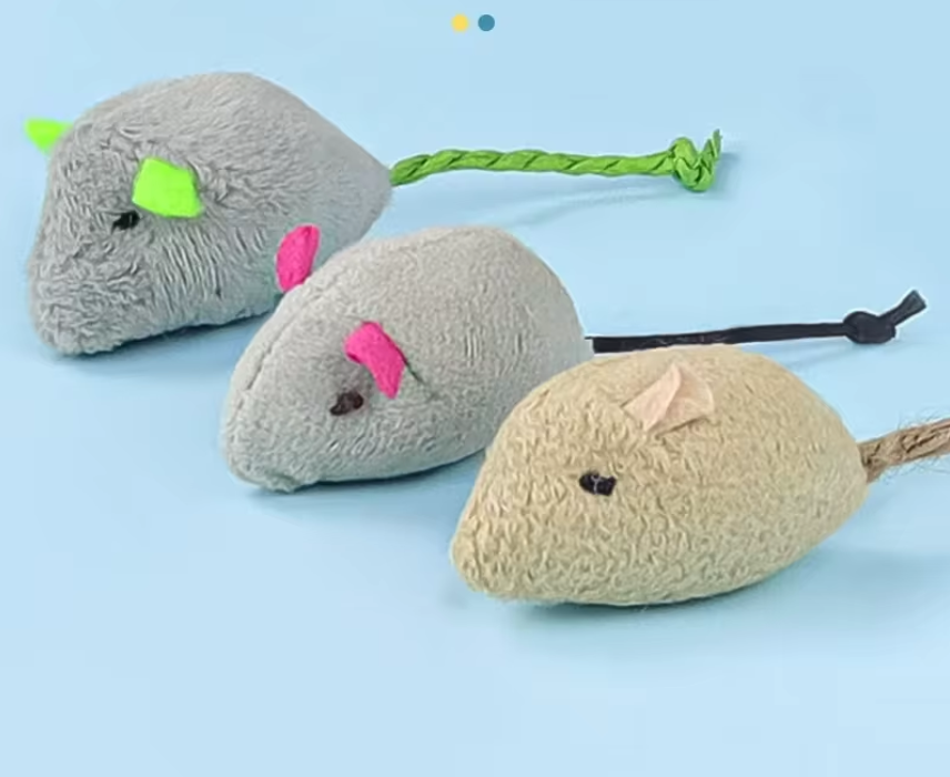 Interactief Pluche Katten Speelgoed – Linnen Rattenspeeltje Set