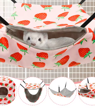 4-Delige Hamster Hangmat Set – Zacht Polyester Ophangsysteem met Tunnel, Nest en Mat voor Kleine Knaagdieren