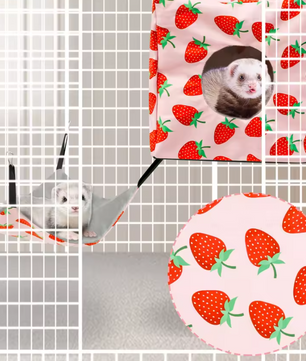 4-Delige Hamster Hangmat Set – Zacht Polyester Ophangsysteem met Tunnel, Nest en Mat voor Kleine Knaagdieren