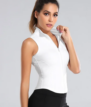 Mouwloos Paardrijshirt voor Dames – Sportieve Paardensport Top met Rits