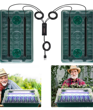 Set van 2 Startbakken voor Zaden met Ontkiemingsset – 80 Cellen, Hoge Koepel, 4 LED-Kweeklampen, Slimme Timer en 3 Lichtmodi