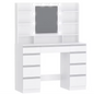Kaptafel met LED Verlichting en Spiegel – Make-up Tafel met 9 Lades en Opbergrekken
