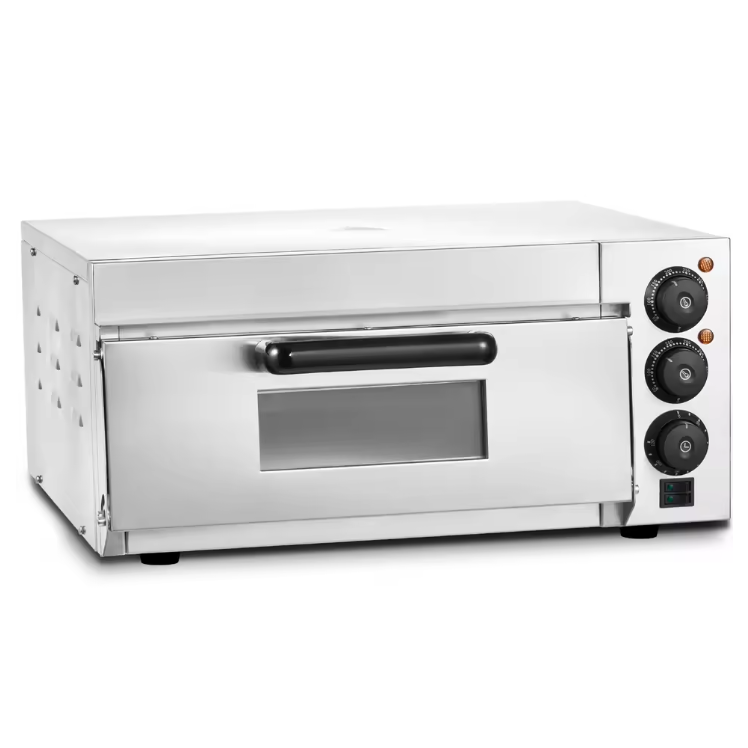 Elektrische Pizza Oven – RVS Tafelmodel met Pizzasteen, Timer en Dubbele Verwarming voor Thuis en Professioneel Gebruik