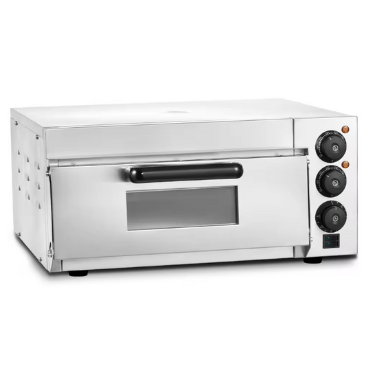 Elektrische Pizza Oven – RVS Tafelmodel met Pizzasteen, Timer en Dubbele Verwarming voor Thuis en Professioneel Gebruik
