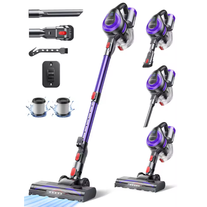 Draadloze Steelstofzuiger 38000Pa – Krachtige Handstofzuiger met 45 Min Accu en LED