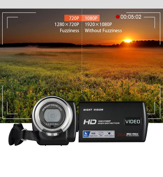 1080P Vlog Camera met Nachtzicht – Digitale Camcorder met Zoom en LCD Scherm