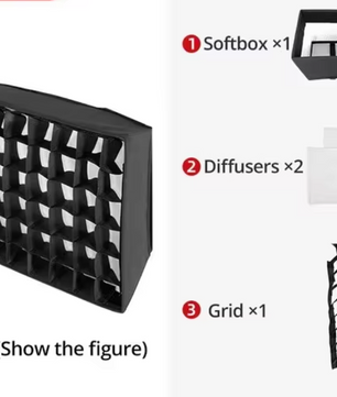 LED Video Softbox met Grid – Licht Diffuser voor Studio Verlichting