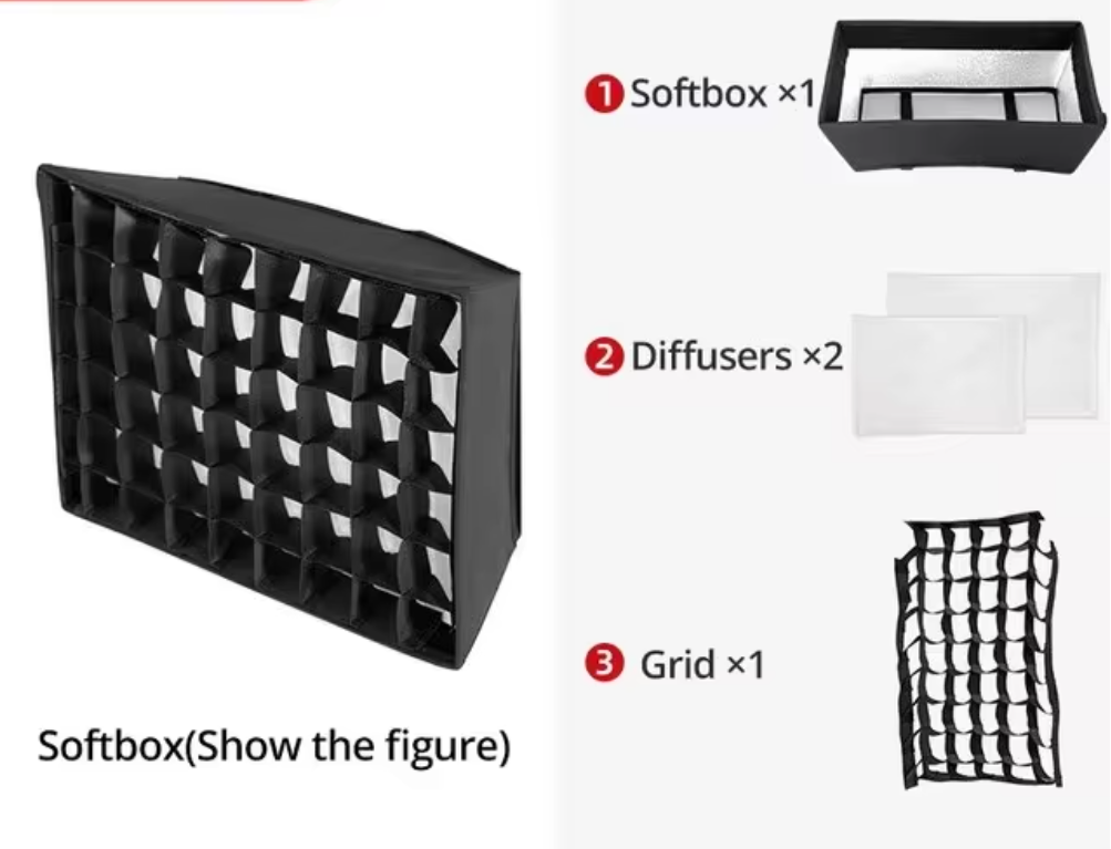 LED Video Softbox met Grid – Licht Diffuser voor Studio Verlichting
