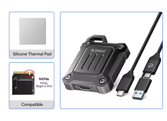 M.2 NVMe SSD Behuizing 2230 – USB-C 3.2 10Gbps Externe Case