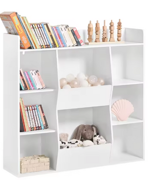 Kinderboekenplank met 8 Open Compartimenten – Opbergkast voor Boeken en Speelgoed, Staande Opbergplank