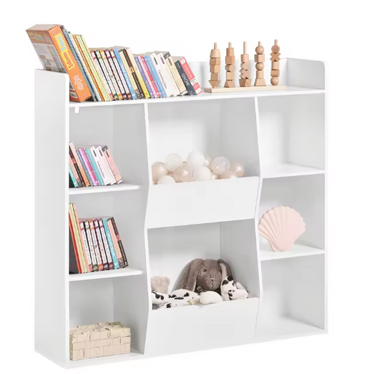 Kinderboekenplank met 8 Open Compartimenten – Opbergkast voor Boeken en Speelgoed, Staande Opbergplank