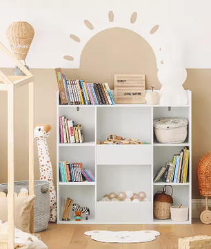 Kinderboekenplank met 8 Open Compartimenten – Opbergkast voor Boeken en Speelgoed, Staande Opbergplank