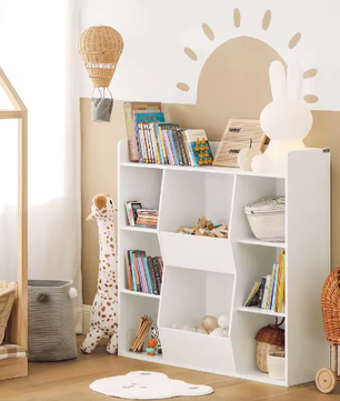 Kinderboekenplank met 8 Open Compartimenten – Opbergkast voor Boeken en Speelgoed, Staande Opbergplank