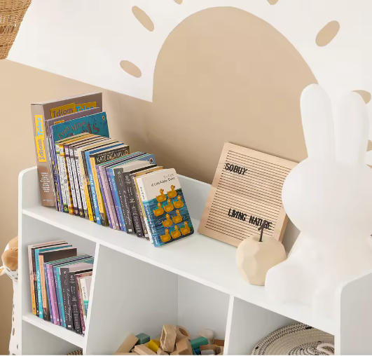 Kinderboekenplank met 8 Open Compartimenten – Opbergkast voor Boeken en Speelgoed, Staande Opbergplank