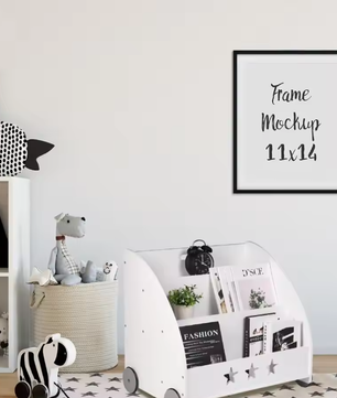 Kinderboekenkast met Wielen en 3 Planken – Opbergmeubel voor Boeken en Speelgoed