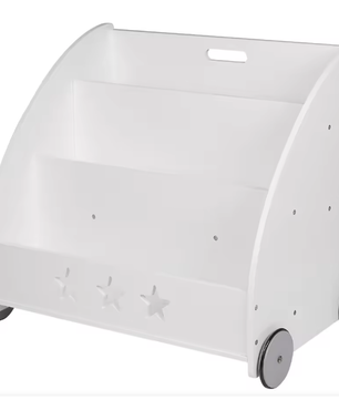 Kinderboekenkast met Wielen en 3 Planken – Opbergmeubel voor Boeken en Speelgoed