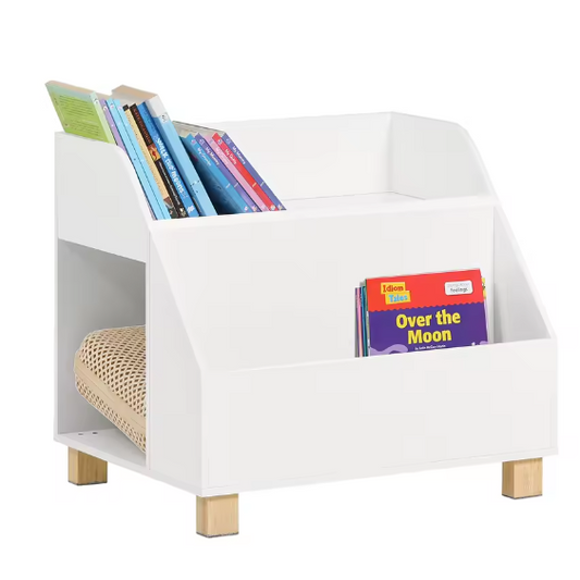 Kinderboekenkast met 3 Compartimenten en Houten Poten