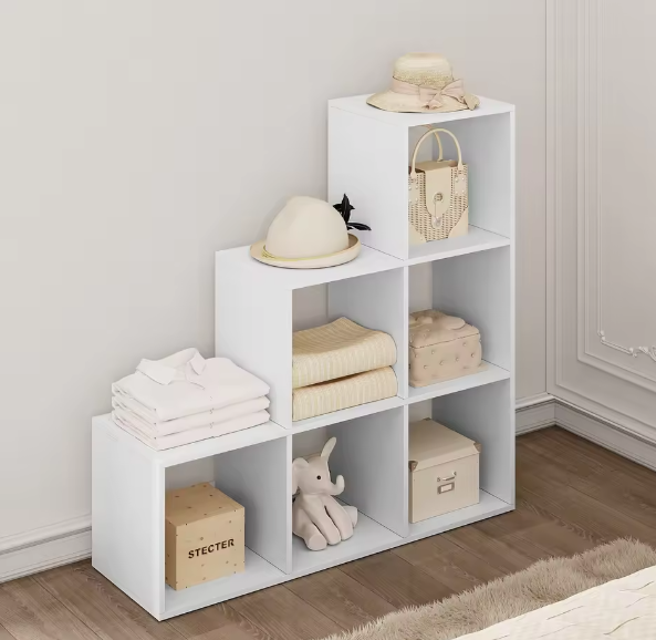 Boekenkast met 6 Compartimenten – Open Boekdisplay en Opbergkast