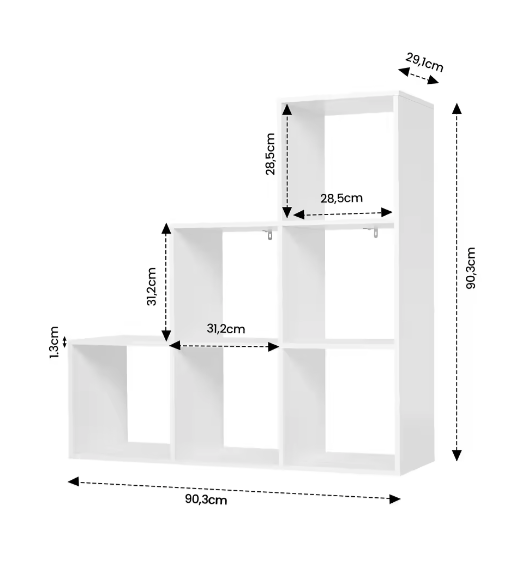 Boekenkast met 6 Compartimenten – Open Boekdisplay en Opbergkast