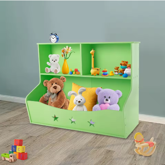 2-Laagse Kinderboekenplank met Organizer – Open Speelgoedkast