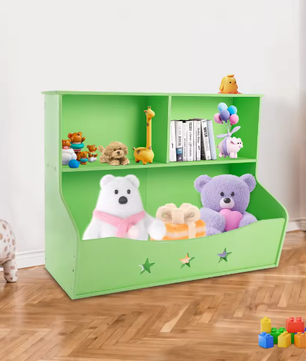 2-Laagse Kinderboekenplank met Organizer – Open Speelgoedkast