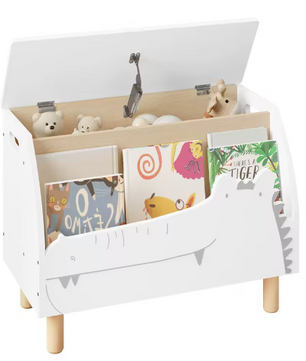 Kinderboekenkast met Opbergkist en Deksel – Boekenplank en Speelgoeddoos