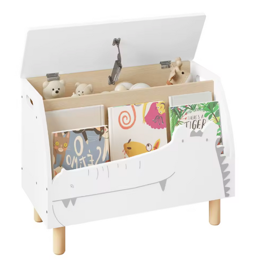 Kinderboekenkast met Opbergkist en Deksel – Boekenplank en Speelgoeddoos