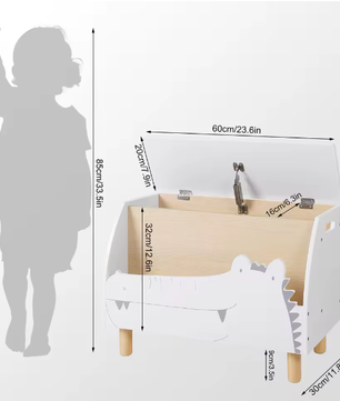 Kinderboekenkast met Opbergkist en Deksel – Boekenplank en Speelgoeddoos