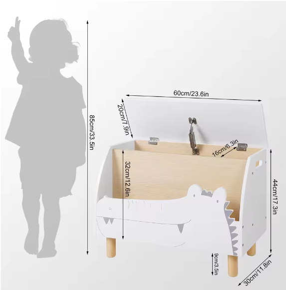 Kinderboekenkast met Opbergkist en Deksel – Boekenplank en Speelgoeddoos