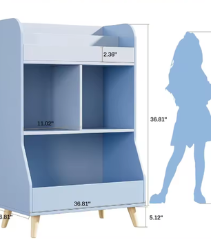 Kinderspeelgoed Opbergkast – 2-Laags Boekenplank Montessori Kinderboekenkast 34x62x93,5 cm