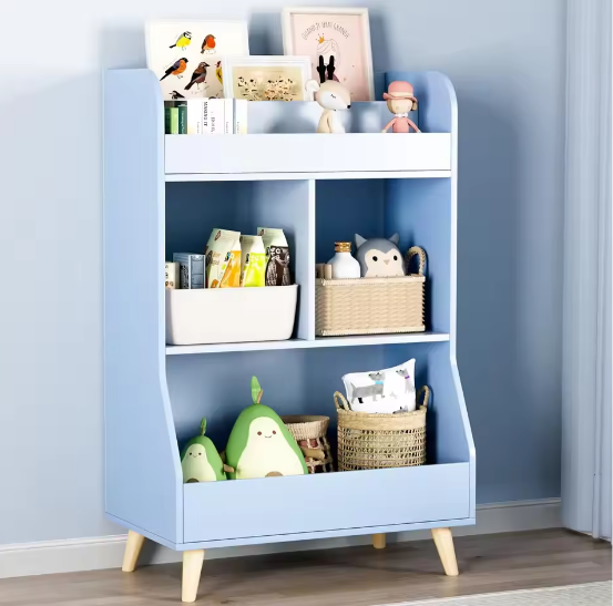 Kinderspeelgoed Opbergkast – 2-Laags Boekenplank Montessori Kinderboekenkast 34x62x93,5 cm