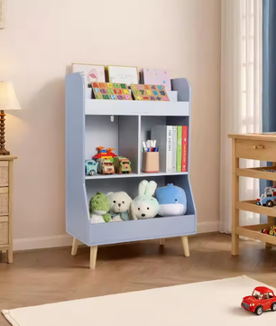 Kinderspeelgoed Opbergkast – 2-Laags Boekenplank Montessori Kinderboekenkast 34x62x93,5 cm