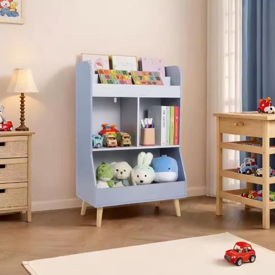 Kinderspeelgoed Opbergkast – 2-Laags Boekenplank Montessori Kinderboekenkast 34x62x93,5 cm