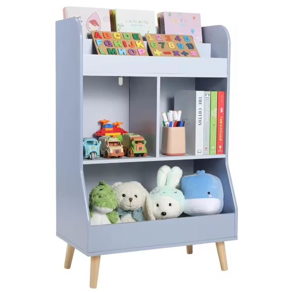 Kinderspeelgoed Opbergkast – 2-Laags Boekenplank Montessori Kinderboekenkast 34x62x93,5 cm