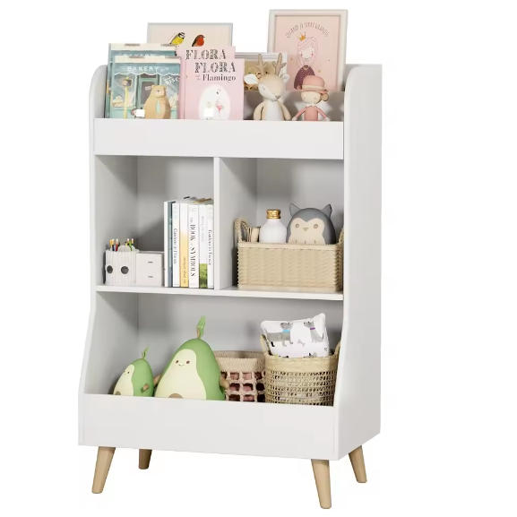 Kinderspeelgoed Opbergkast – 2-Laags Boekenplank Montessori Kinderboekenkast 34x62x93,5 cm