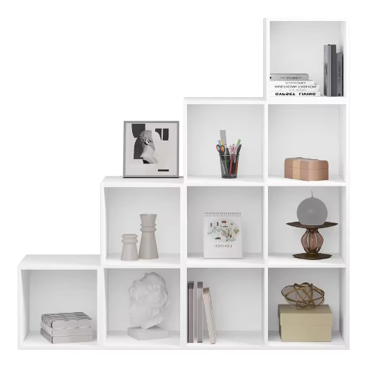 Houten Boekenkast Trapplank – 10 Kubus Opbergkast voor Boeken en Speelgoed