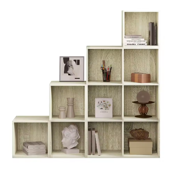 Houten Boekenkast Trapplank – 10 Kubus Opbergkast voor Boeken en Speelgoed