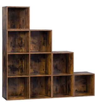 Houten Boekenkast Trapplank – 10 Kubus Opbergkast voor Boeken en Speelgoed