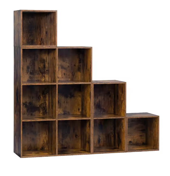 Houten Boekenkast Trapplank – 10 Kubus Opbergkast voor Boeken en Speelgoed
