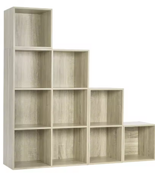 Houten Boekenkast Trapplank – 10 Kubus Opbergkast voor Boeken en Speelgoed