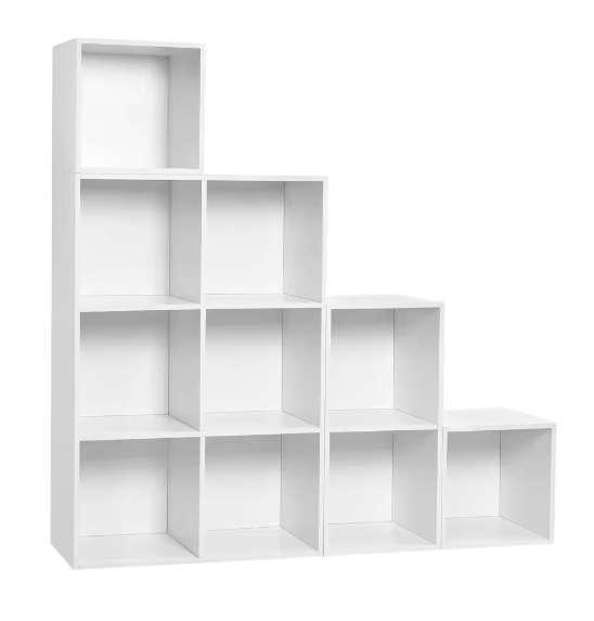 Houten Boekenkast Trapplank – 10 Kubus Opbergkast voor Boeken en Speelgoed