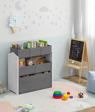 3-laags Kinderkamer Opbergkast – 6 Verwisselbare Speelgoeddozen 63x30x60cm