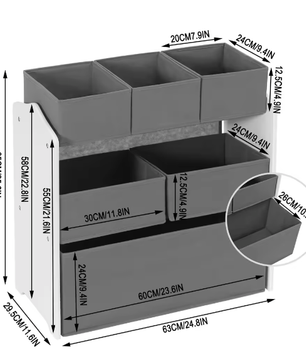 3-laags Kinderkamer Opbergkast – 6 Verwisselbare Speelgoeddozen 63x30x60cm