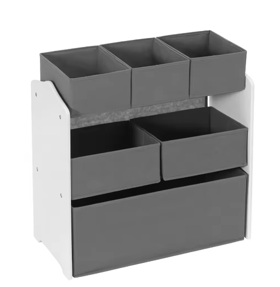 3-laags Kinderkamer Opbergkast – 6 Verwisselbare Speelgoeddozen 63x30x60cm