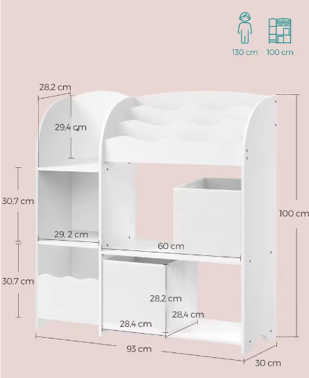 Kinderboekenkast en Speelgoed Organizer – 3-in-1 Plank voor Kinderen
