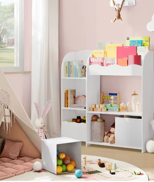 Kinderboekenkast en Speelgoed Organizer – 3-in-1 Plank voor Kinderen