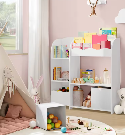 Kinderboekenkast en Speelgoed Organizer – 3-in-1 Plank voor Kinderen