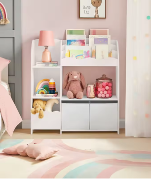 Kinderboekenkast en Speelgoed Organizer – 3-in-1 Plank voor Kinderen