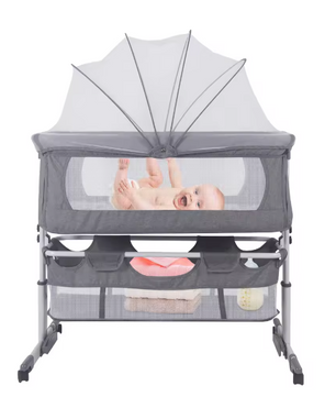 3-in-1 Babybedje – Wieg, Reisbed en Babynest met Klamboe en Opbergmand
